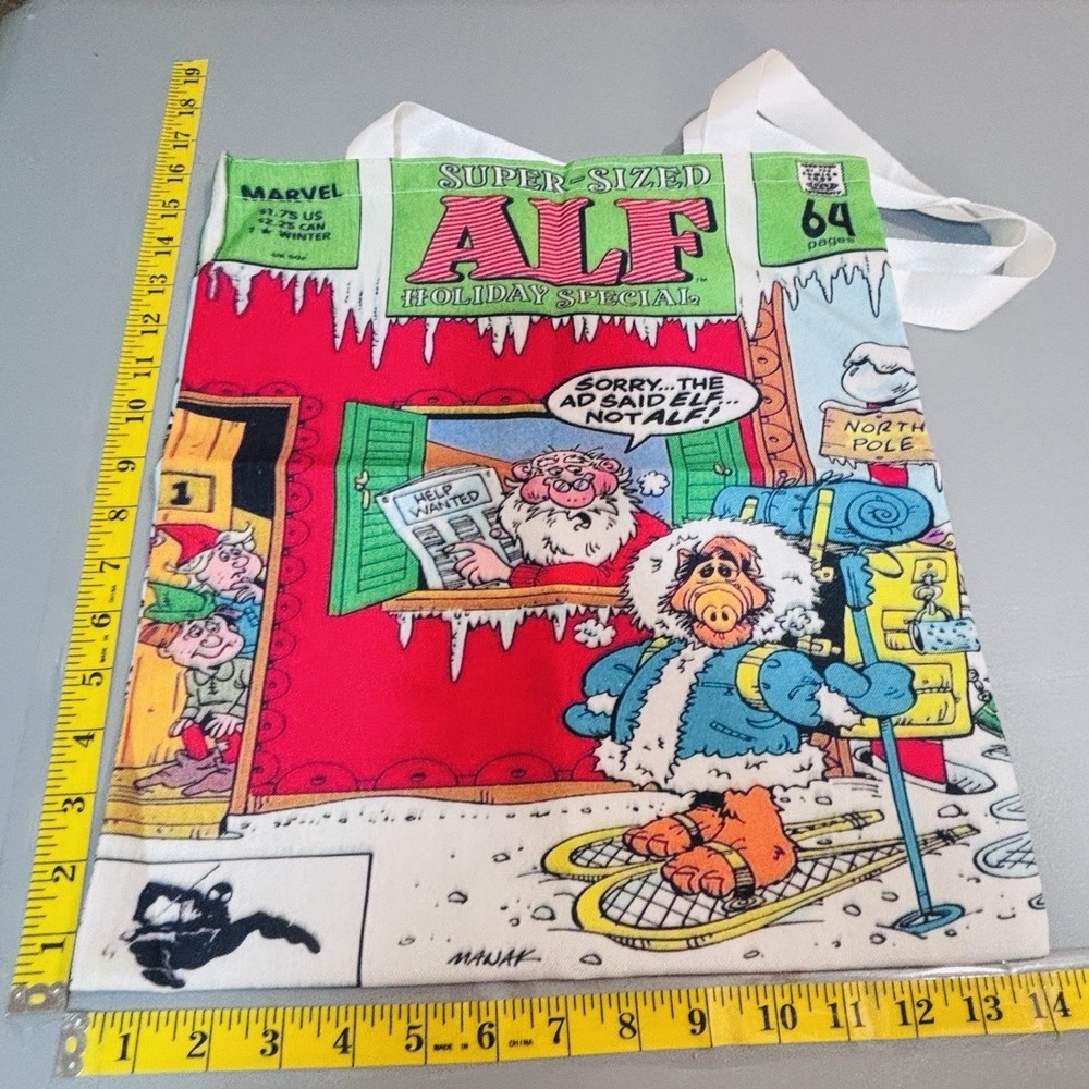 Alf 80's Holiday Theme Reusable Tote Bag Shopping Grocery Travel Double‎ Handle